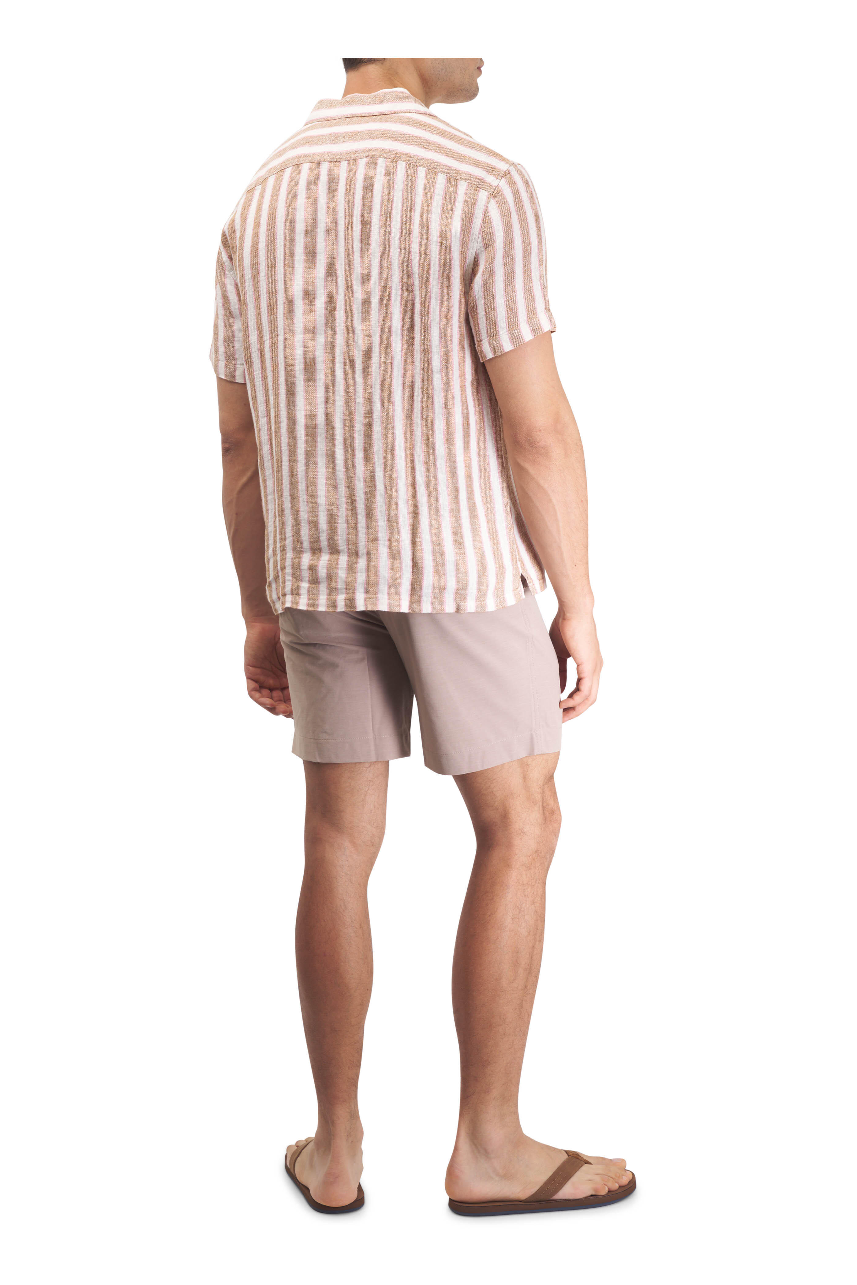 Faherty Brand - Palma Sienna Valley Stripe Linen Camp Shirt