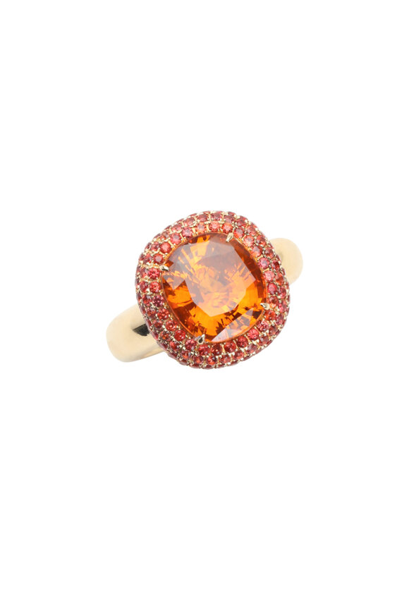 Frank Ancona - 18K Yellow Gold Orange Sapphire Cocktail Ring