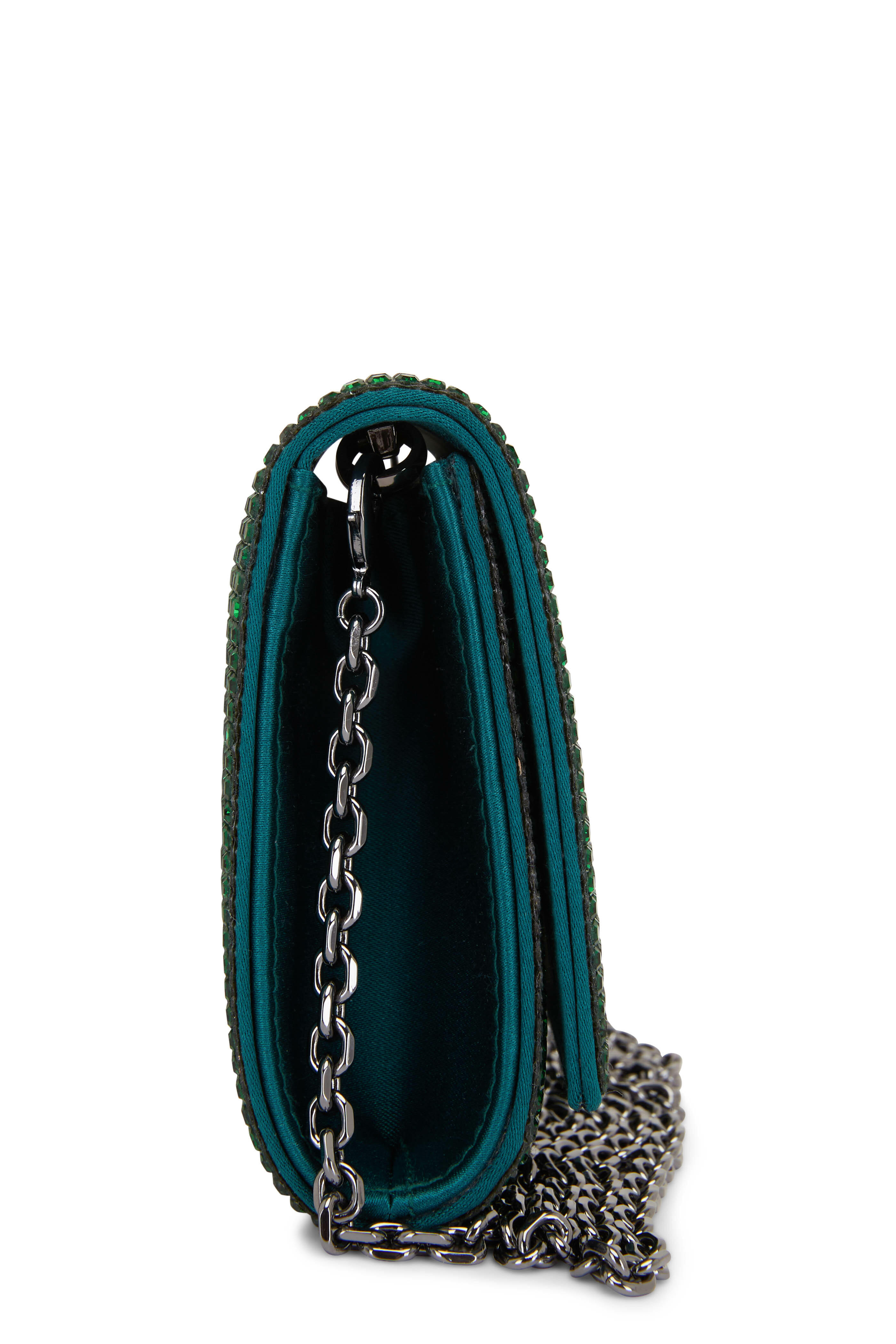 Judith Leiber Couture Beaded Envelope Clutch Emerald