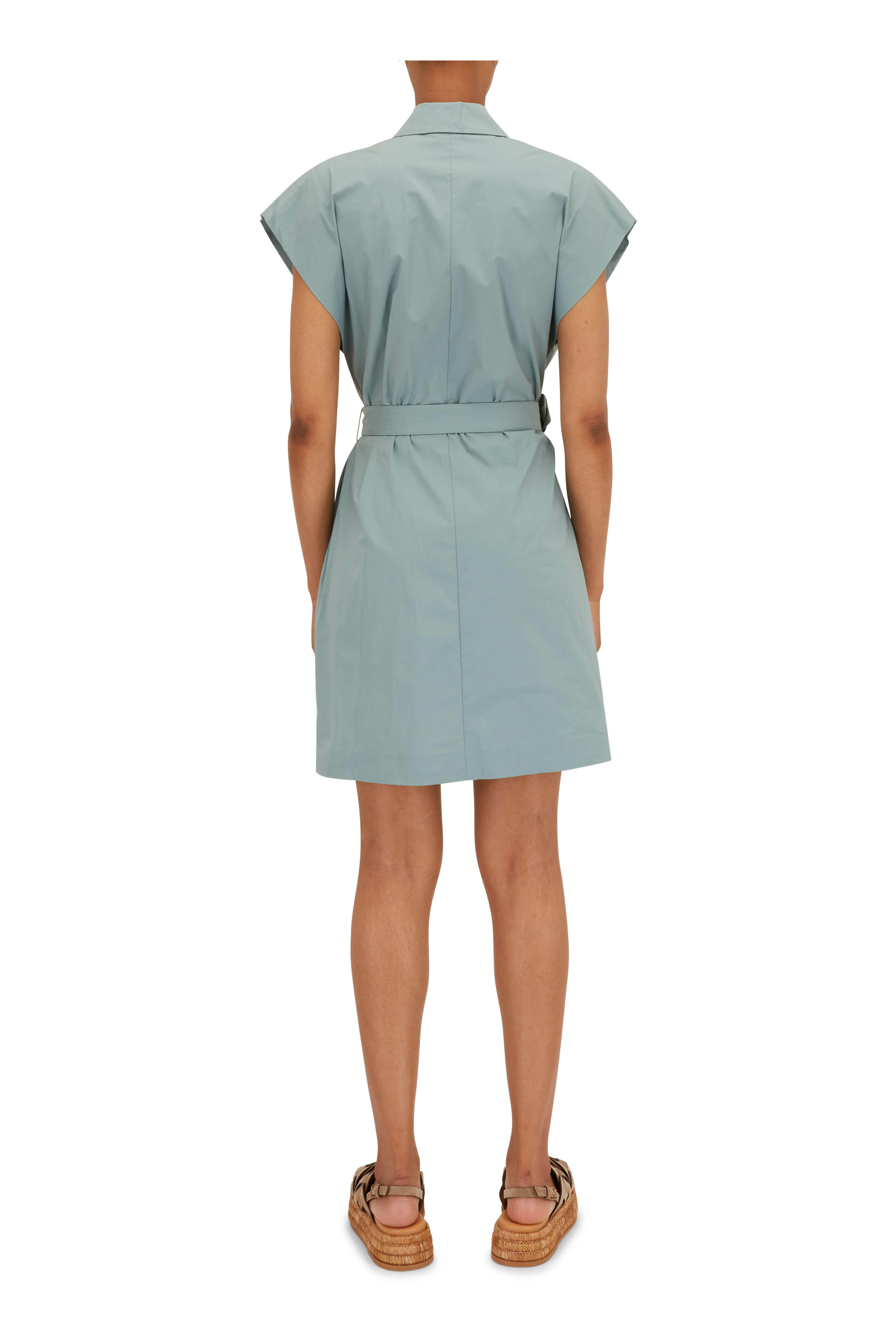 Belted Mini Shirt Dress, Blue