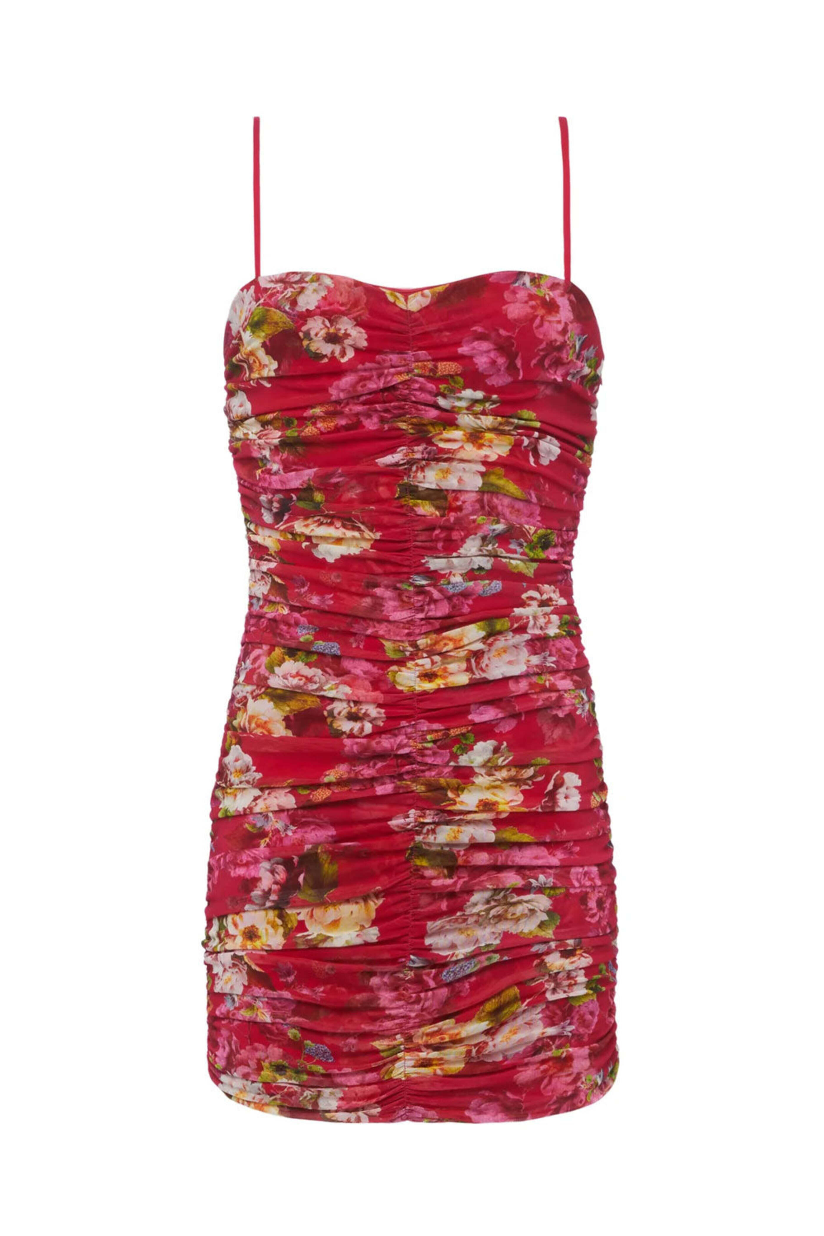 l'agence karly ruched dress L'AGENCE Karly Ruched Dress in Cabaret Pink Multi Moschata Rosa