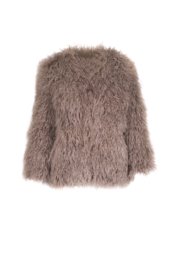 Viktoria Stass Gray Collarless Vegan Fur Jacket