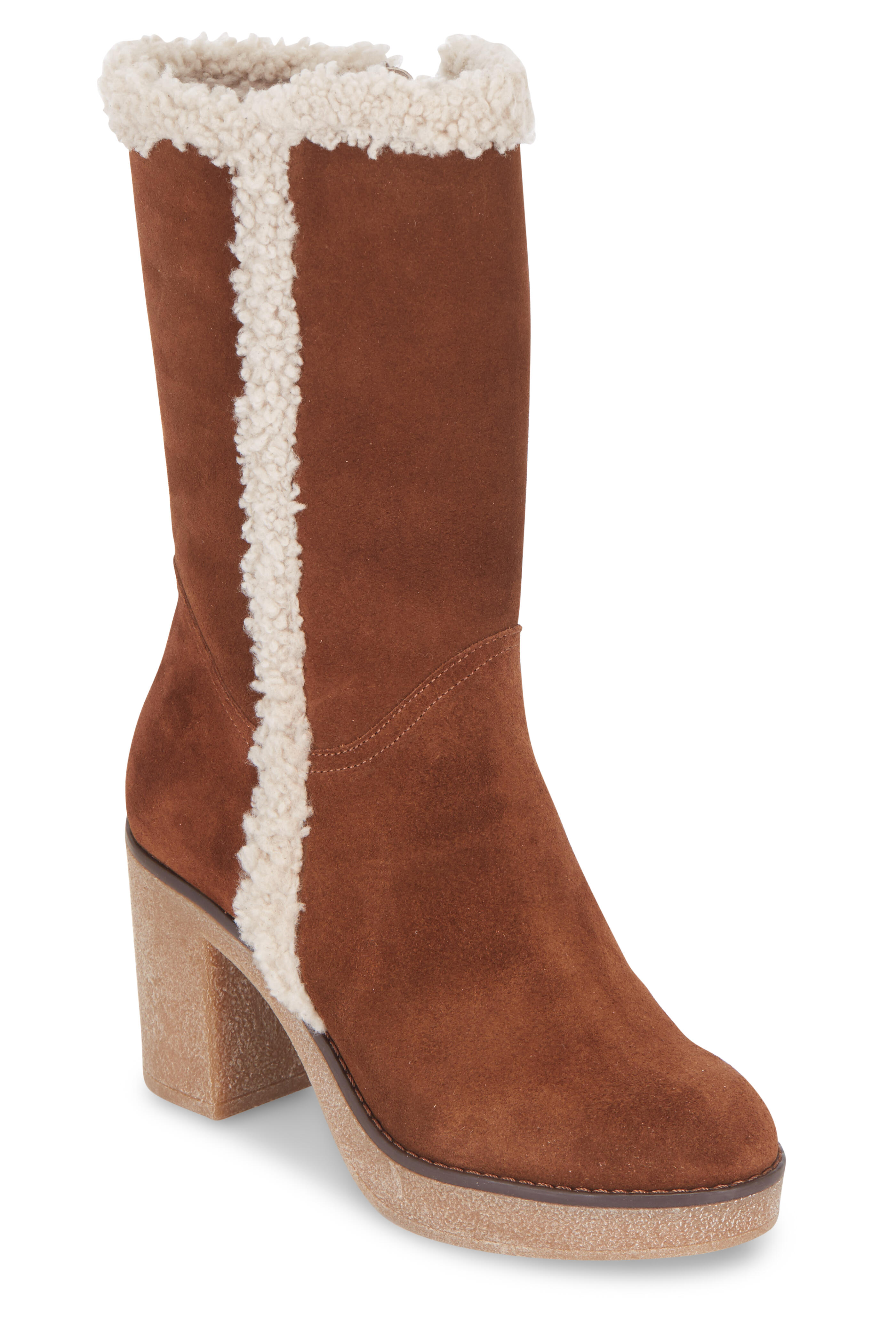 Italeau - Valeria Natural Waterproof Suede Mid Boot, 75mm