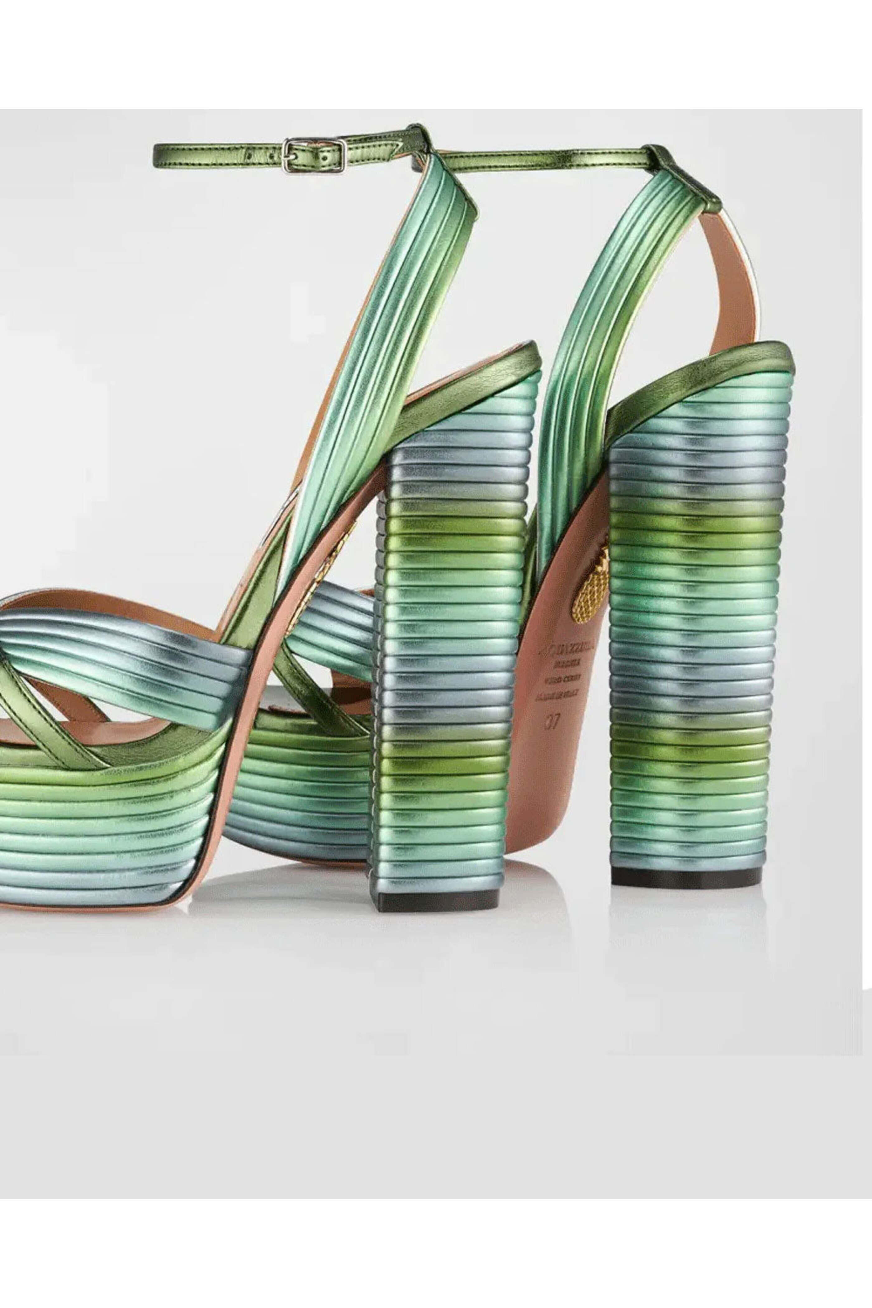 Aquazzura - Sundance Plateau Metallic Platform Sandals