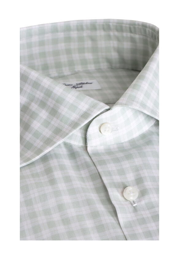 Cesare Attolini Mint Check Cotton Dress Shirt - view 2