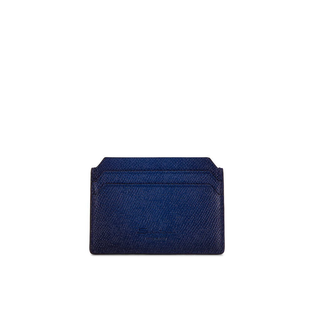 Santoni - Blue Leather Card Case | Mitchell Stores