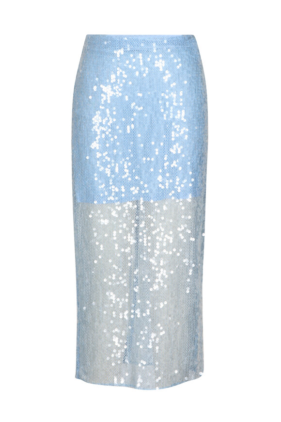 Veronica Beard Allora Blue Jay Sequined Midi Skirt - view 1
