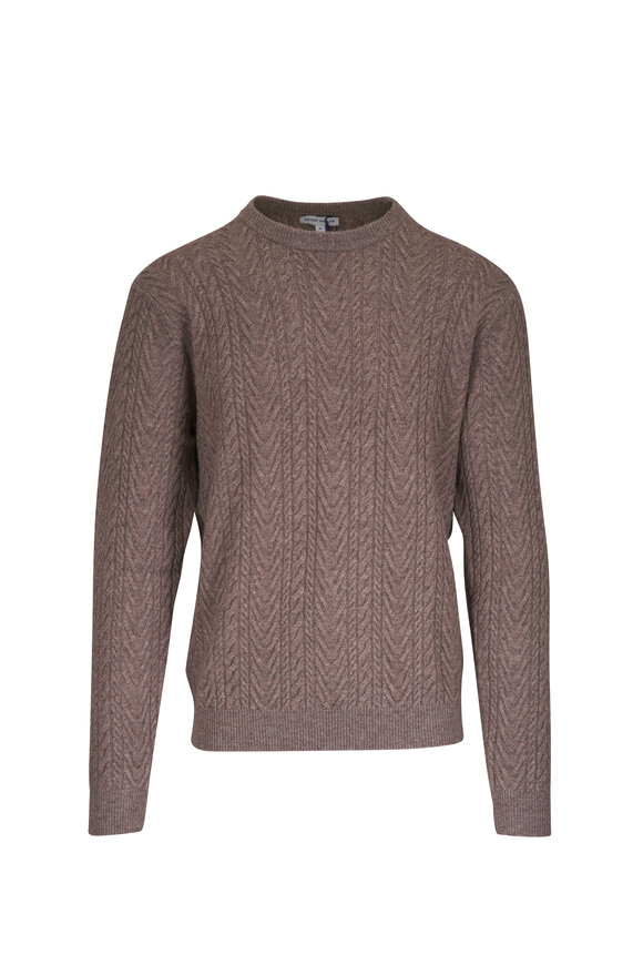 Peter Millar Taupe Crescent Cable Knit Sweater - view 1