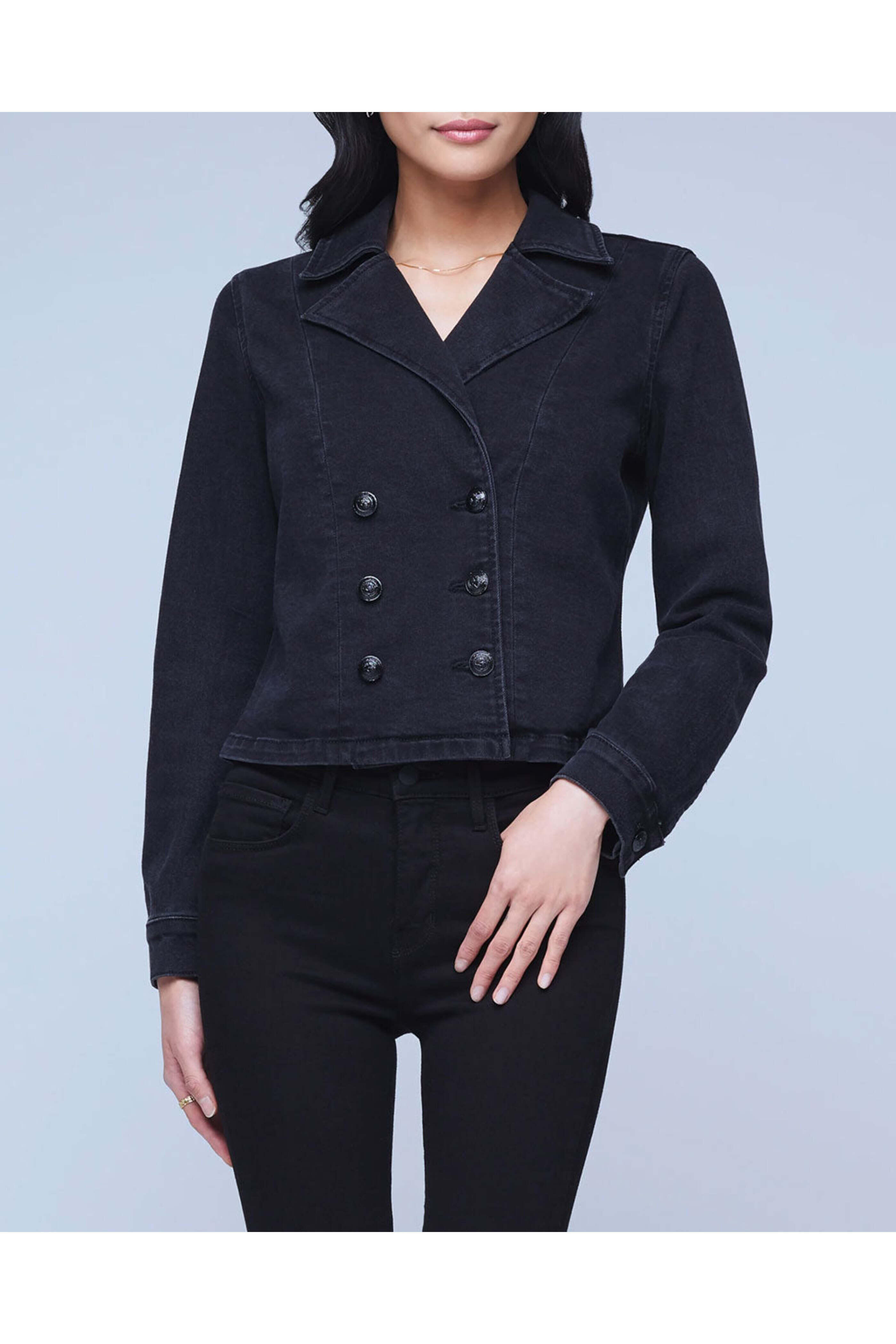 L'Agence - Washed Black Admiral Double Breasted Jacket