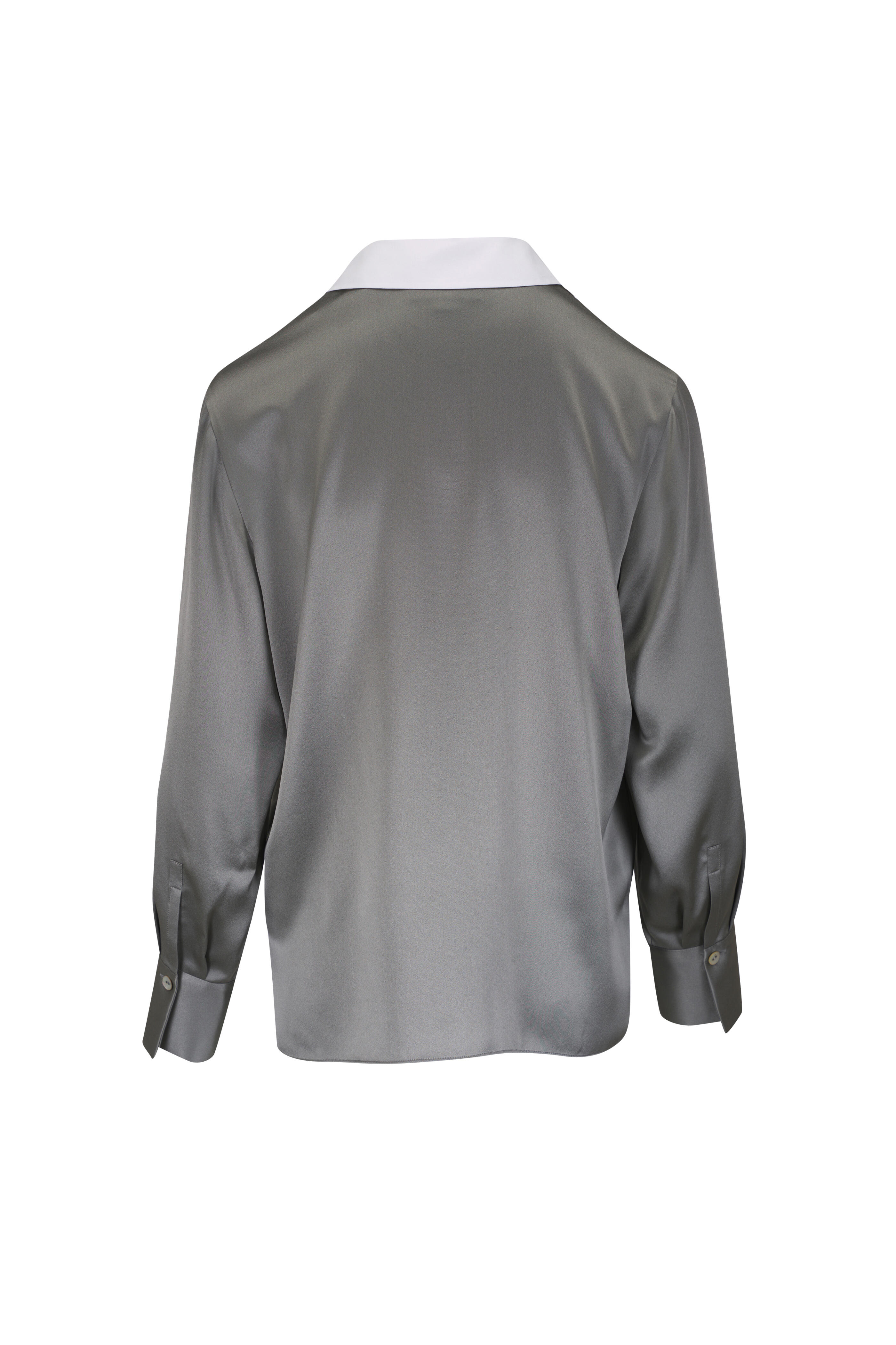 Vince - Moss Green Silk Satin Rugby Shirt