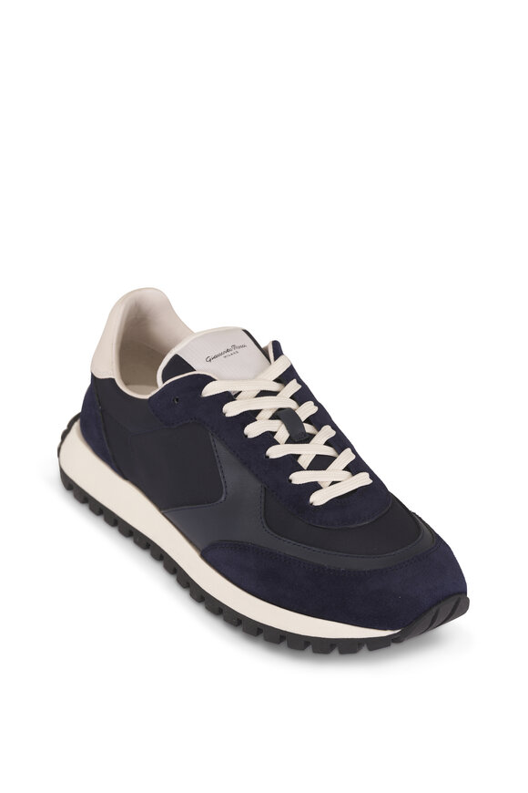 Gianvito Rossi Gravel Navy Suede & Leather Sneaker