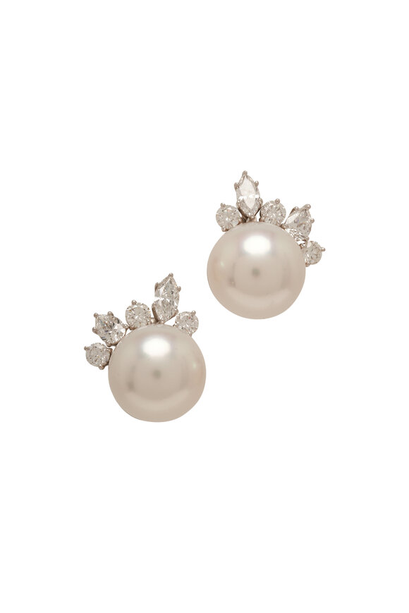 Assael - South Sea Pearl & Diamond Clip On Earrings