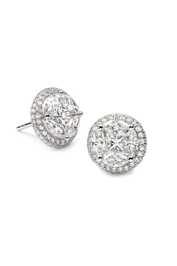 Nam Cho 18k Diamond Invisibly Set Halo Stud Earring - view 1