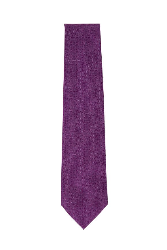 Charvet - Purple Neat Pattern Silk Necktie
