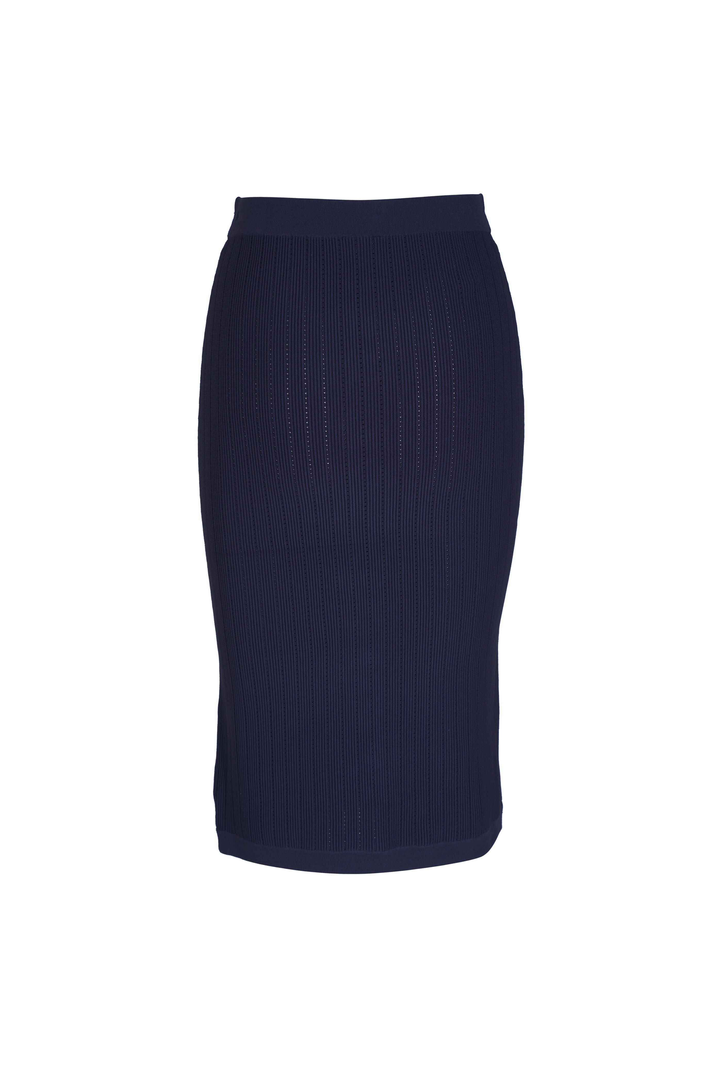 L'Agence - Melania Midnight Pointelle Knit Midi Skirt