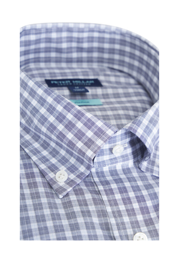 Peter Millar Crown Crafted Chester Navy Plaid Sport Shirt - view 2