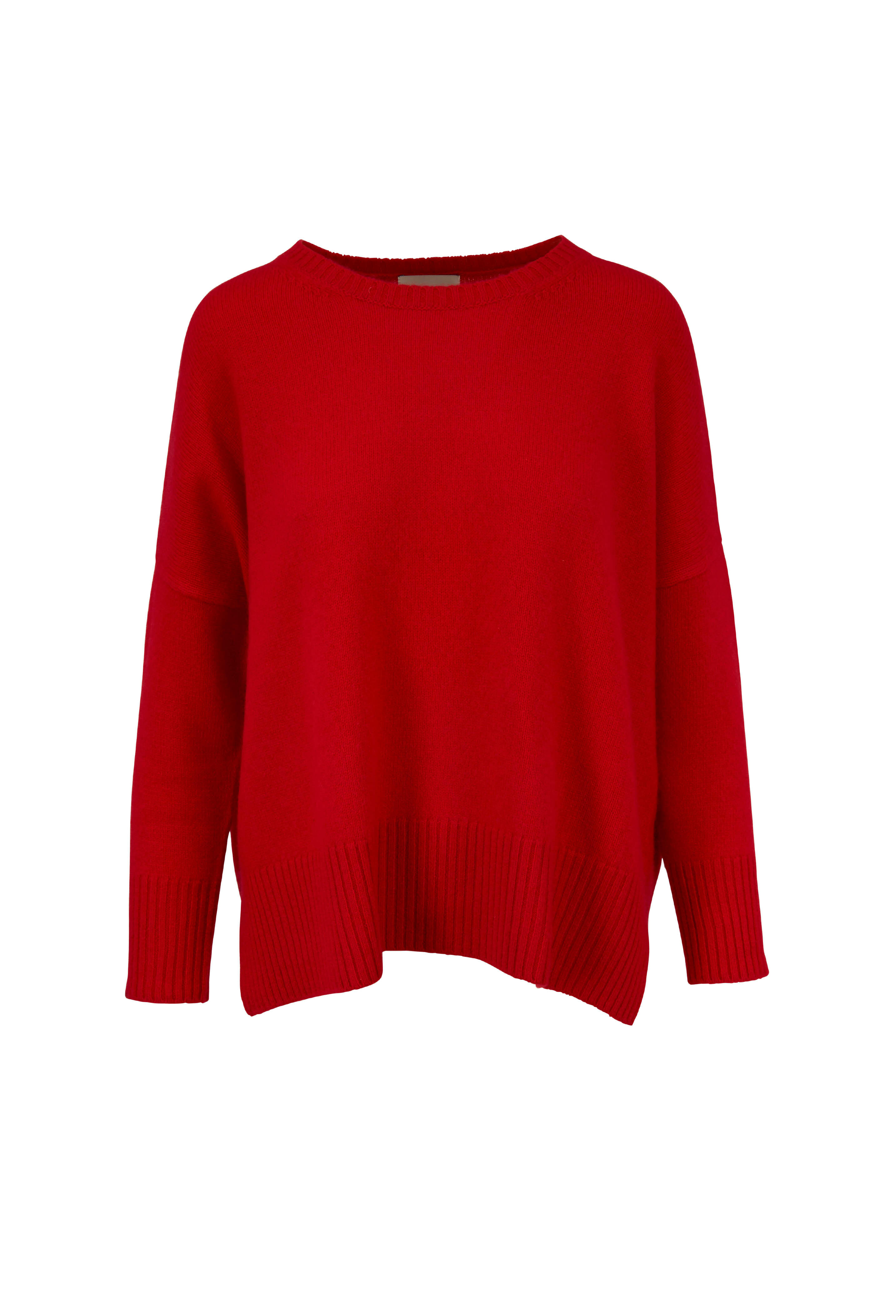 Jumper 1234 - Red Cashmere Split Hem Sweater