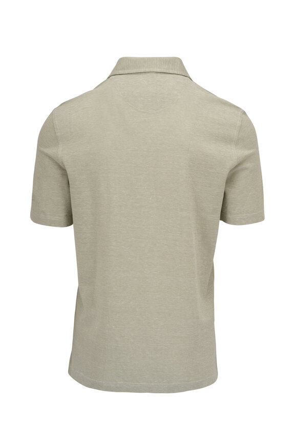 Fedeli - Sage Green Linen & Cotton Piqué Polo