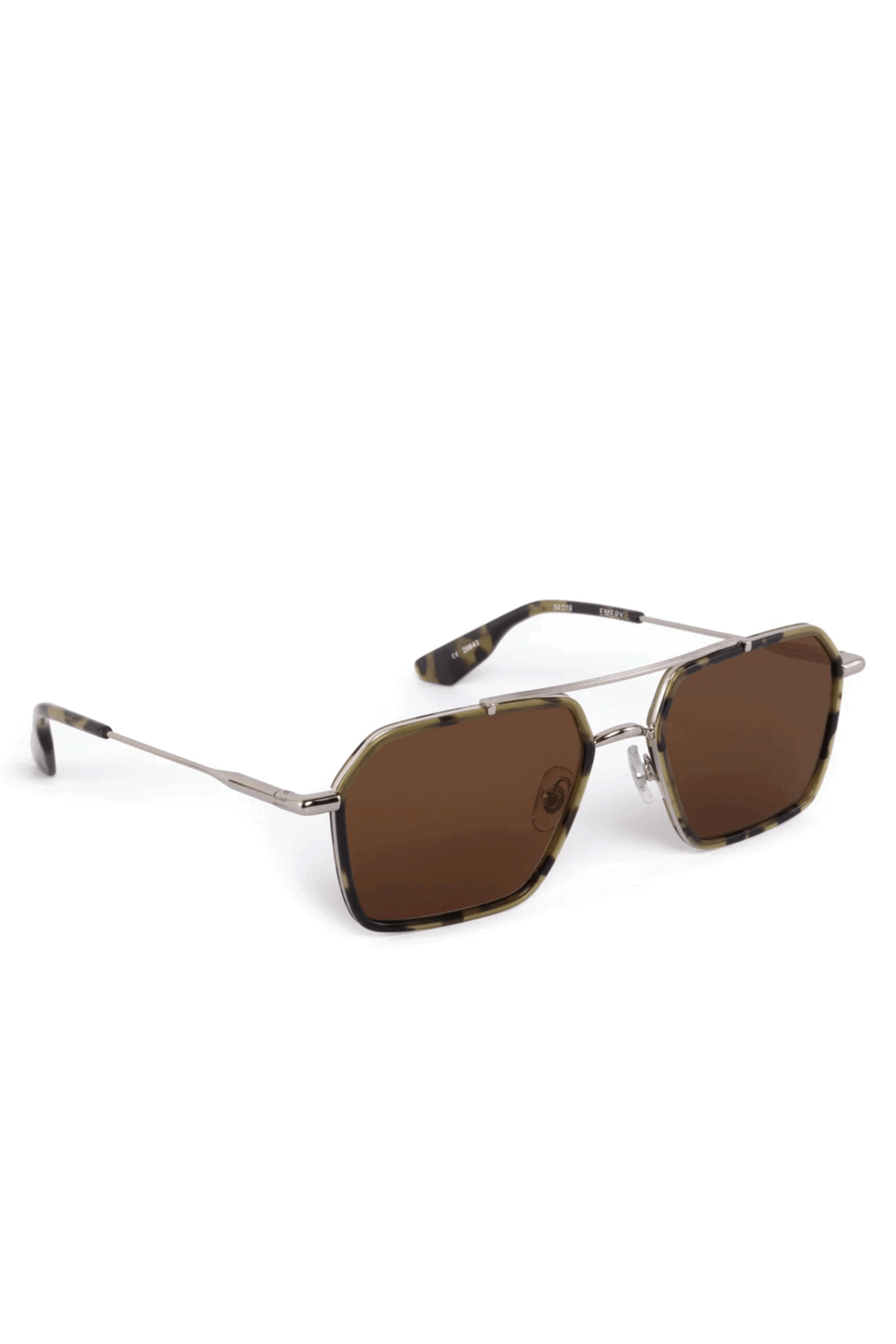 NEW KREWE unisex emery aviator non-polarized sunglasses in silver + tortuga EMERY | 18K + Matte Domino | KREWE main image 4