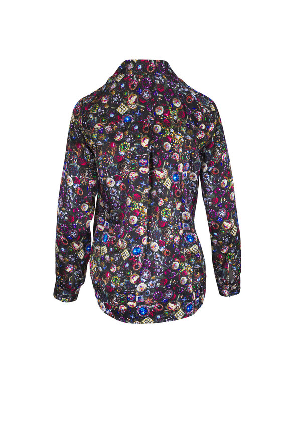 L'Agence - Tyler Multicolor Vintage Jewel Print Silk Blouse