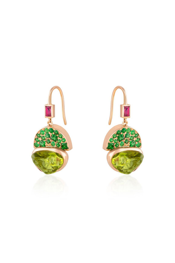 Clara Chehab Sienna Red & Green Moon Drop Earrings