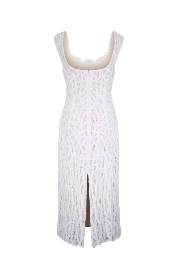 Simkhai Leonora White Cotton Macrame Midi Dress - view 3
