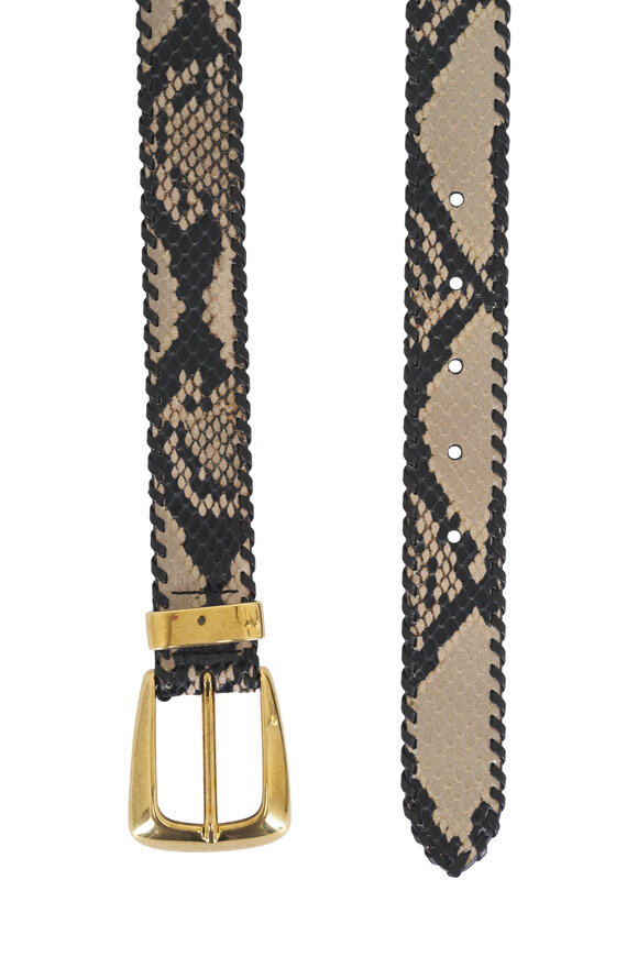 Khaite Benny Natural Whipstitch Embossed Leather Belt - view 4