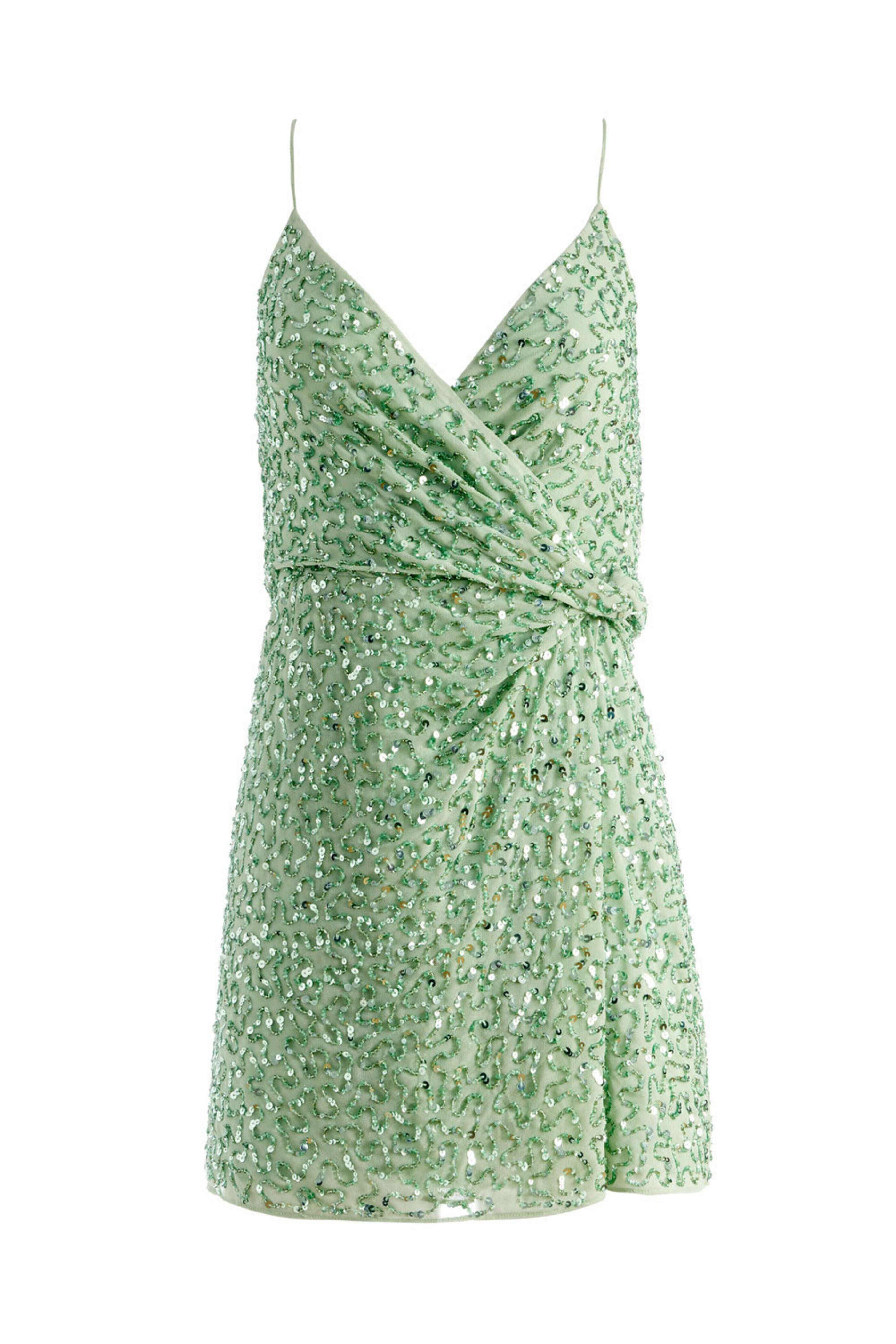 Alice & Olivia - Light Sage Embellished Celestine Mini Dress