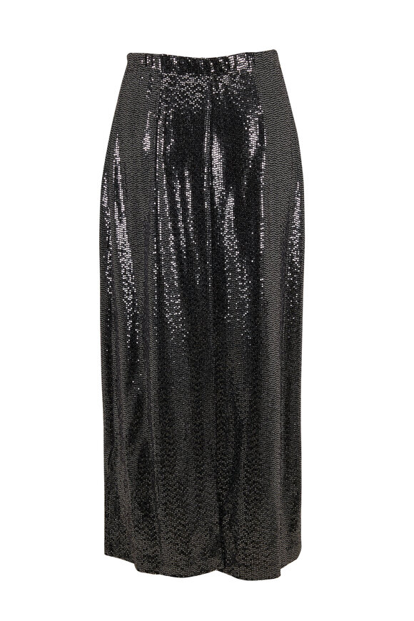 Rosetta Getty - Black & Silver Paillette Pull On Skirt 