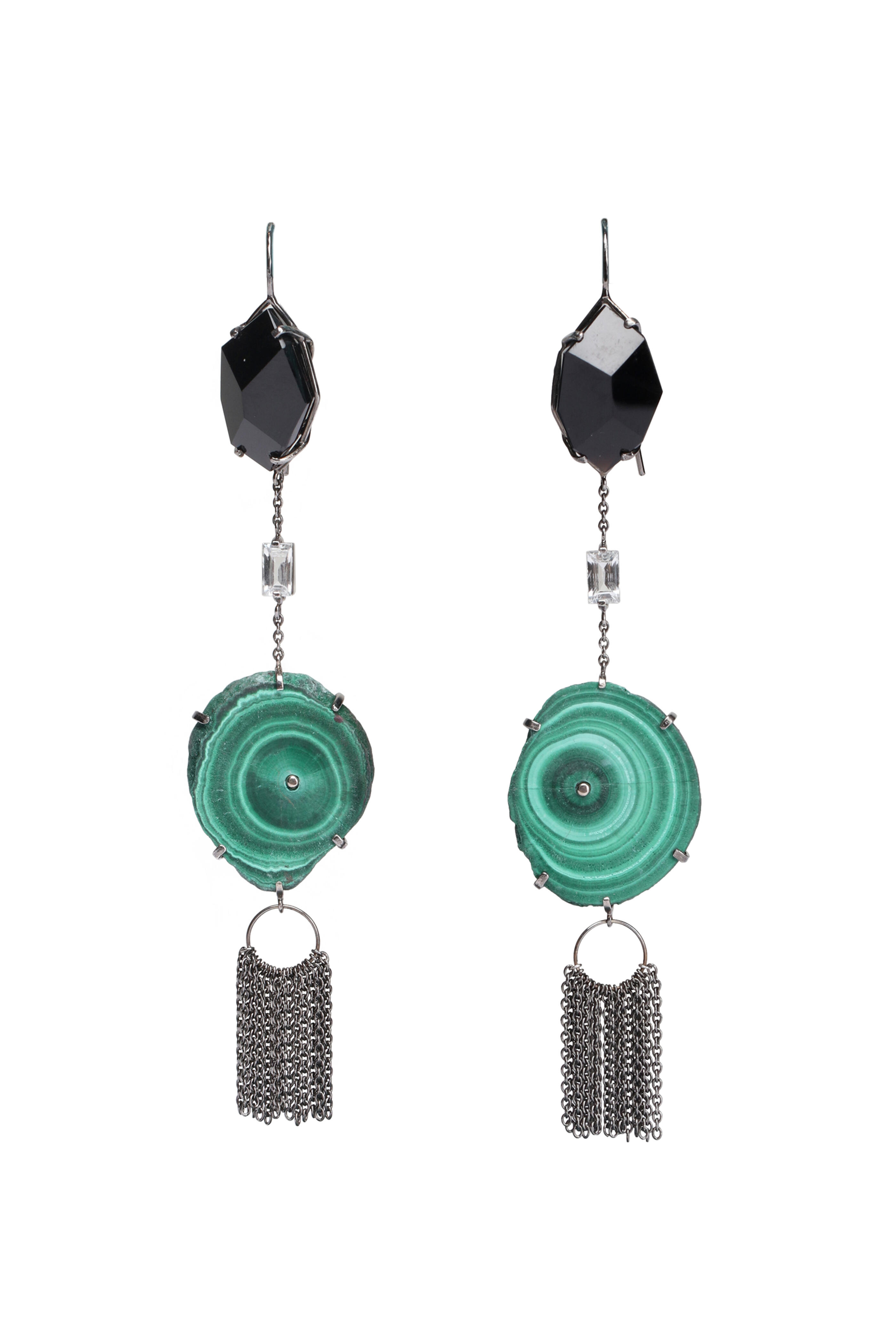 Garnazelle - Malachite Tassel Earrings