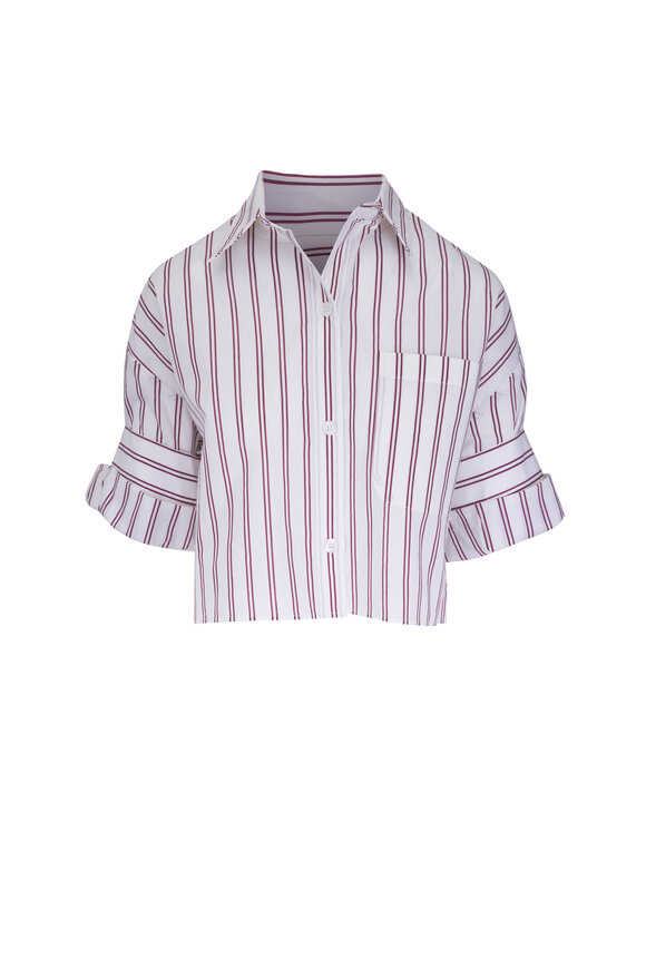 TWP Next Ex White & Red Stripe Cotton & Silk Shirt