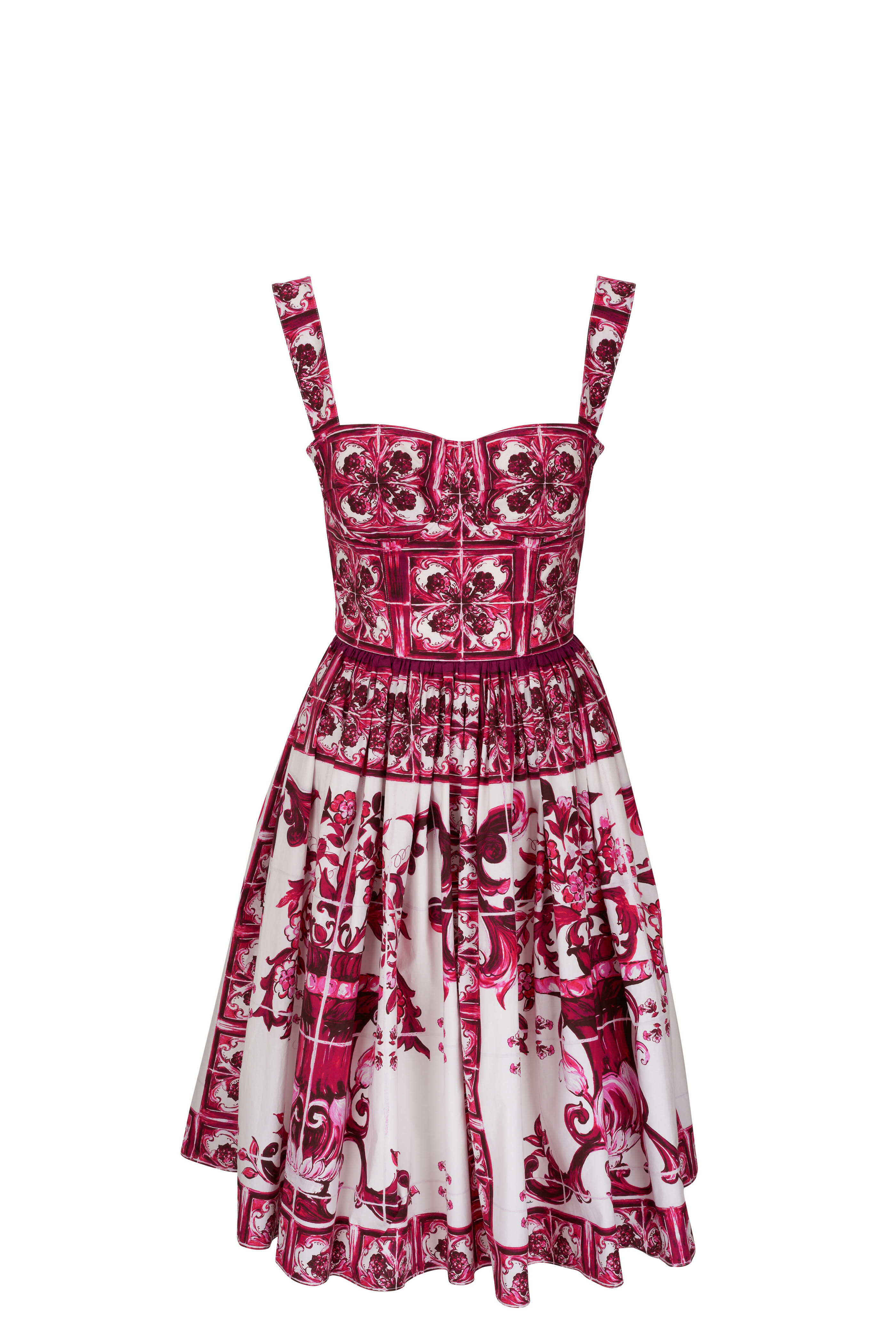 Dolce & Gabbana - Pink Maiolica Print Sundress | Mitchell Stores