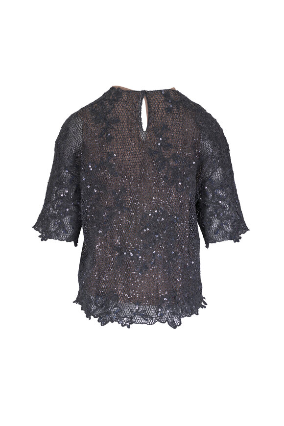 Brunello Cucinelli Gray Sequin Embellished Knit Top - view 2
