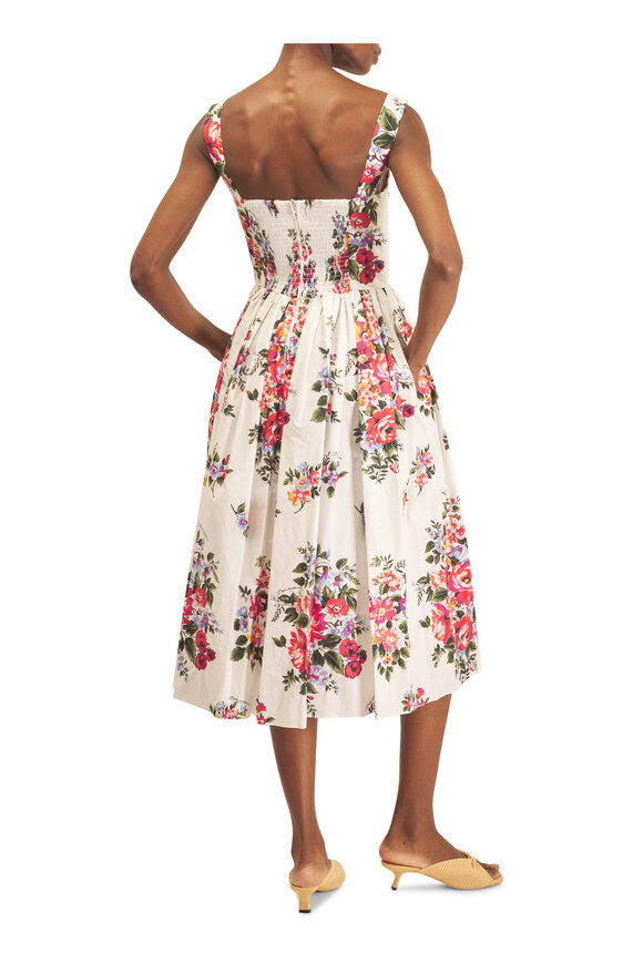 Dolce & Gabbana White Flower Bouquet Print Cotton Dress - view 4