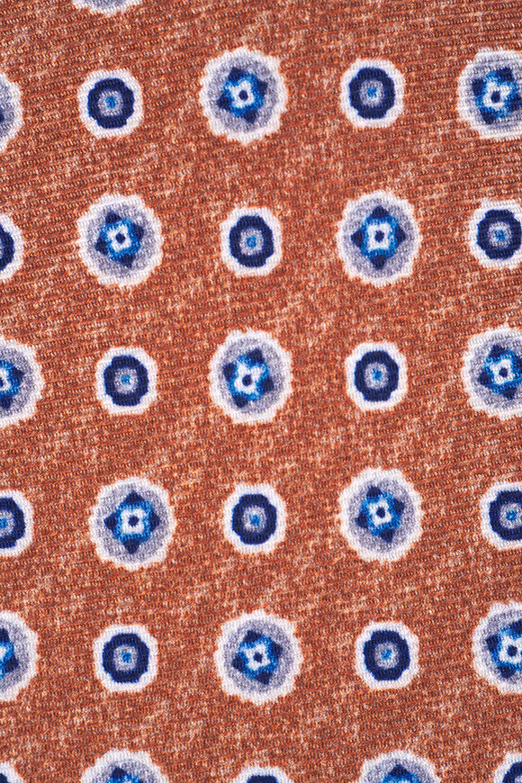 Kiton - Brown Medallion Print Silk Necktie