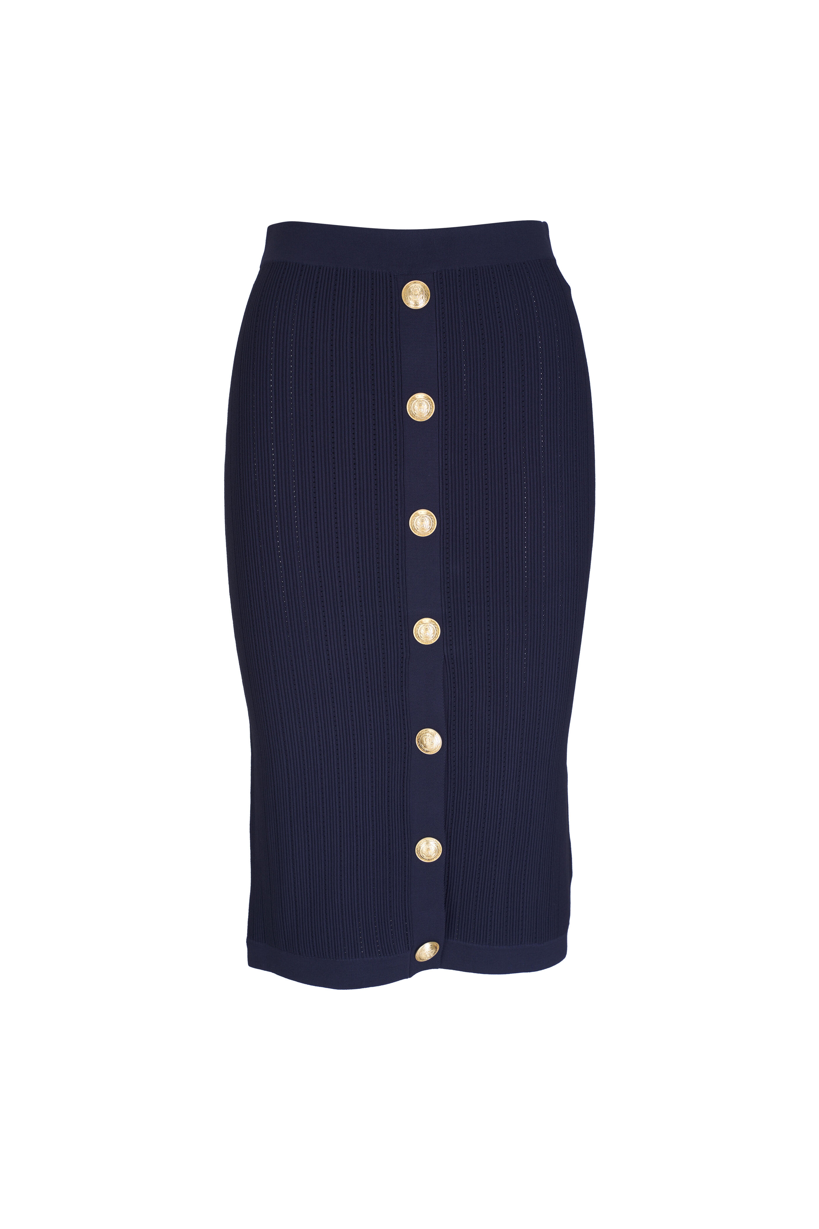 L'Agence - Melania Midnight Pointelle Knit Midi Skirt