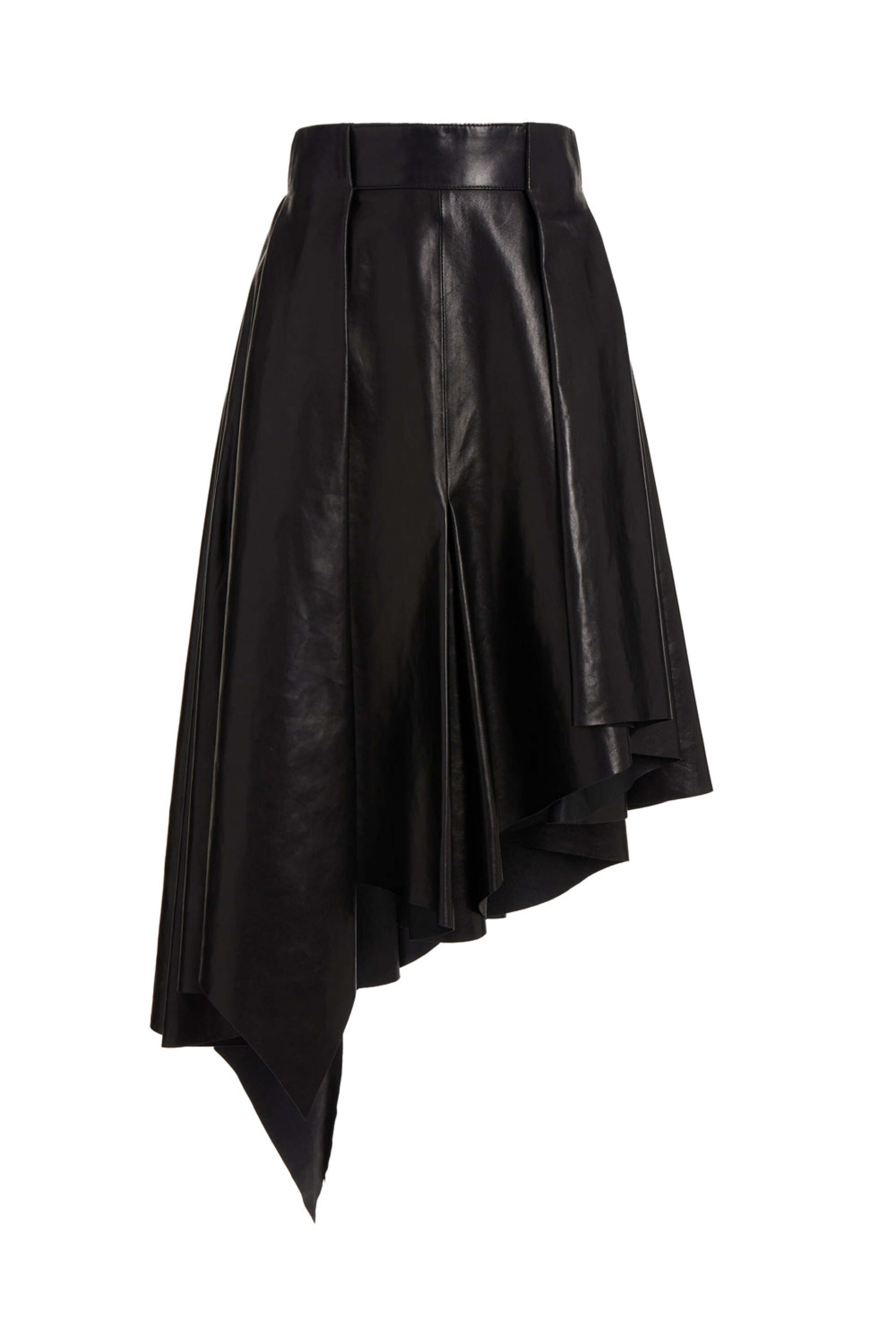 スカート BALMAIN Pleated midi skirt Balmain - Noir Leather Asymmetrical Pleated Midi Skirt