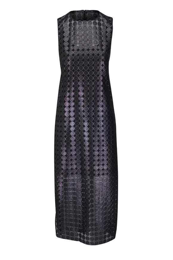 Akris Punto Brushed Steel Metallic Dot Midi Dress