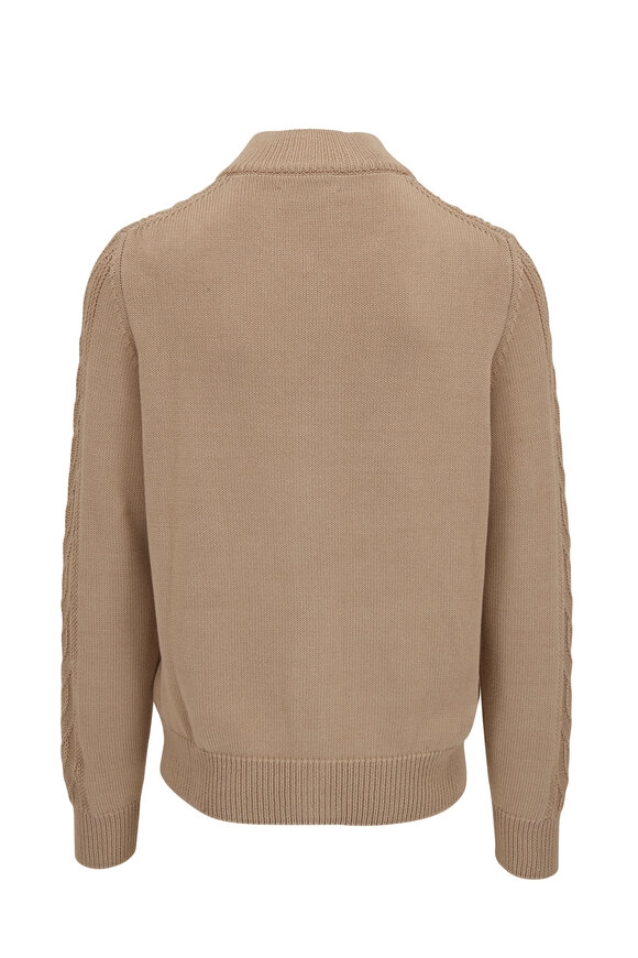 Canali - Tan Cable Knit Full Zip Sweater | Mitchell Stores