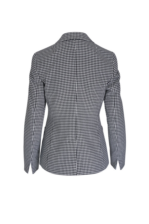 Akris Punto - Black & Cream Houndstooth Wool Blazer 