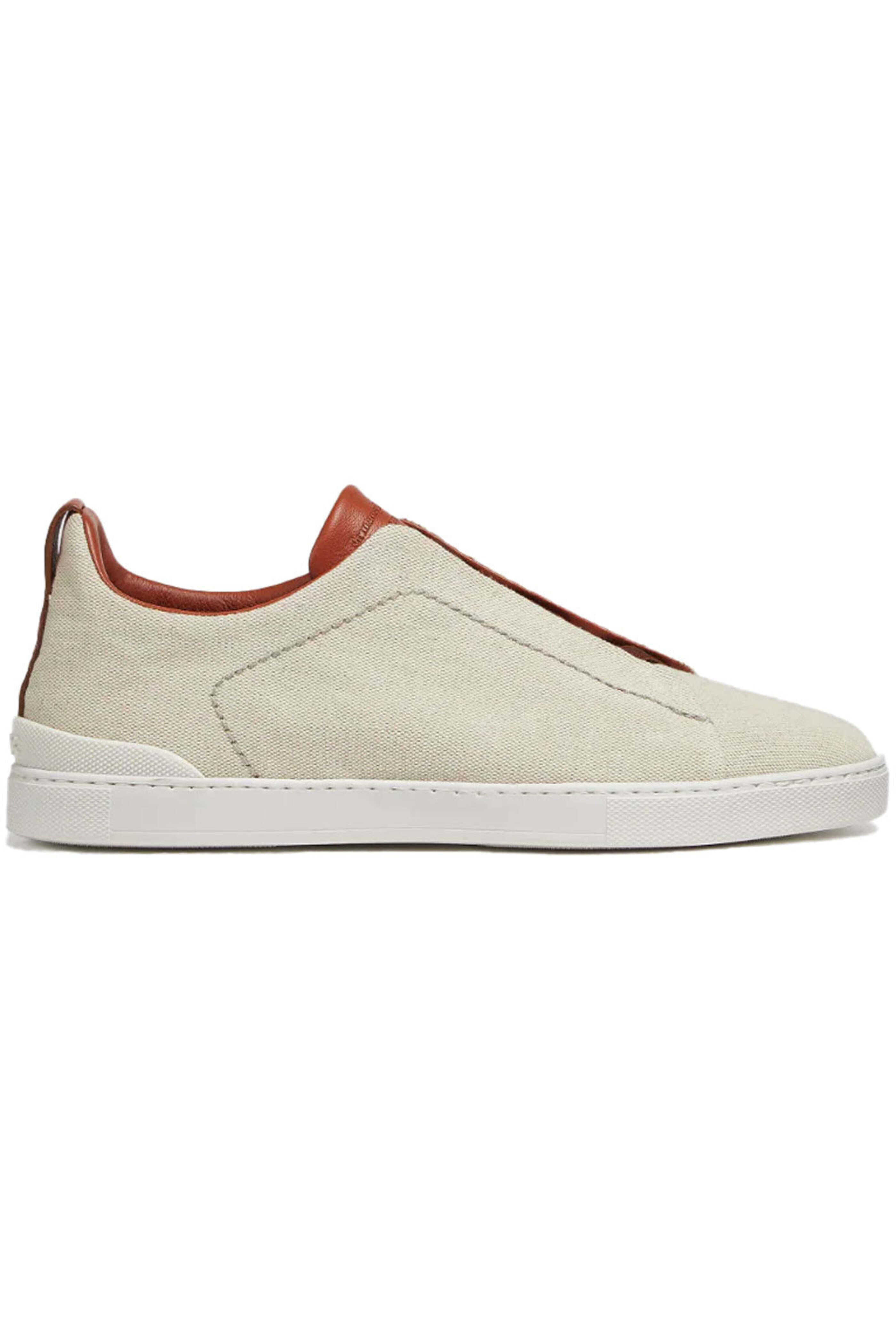Zegna - Canvas Triple Stitch Sneaker in Off White