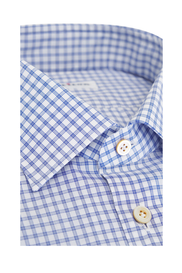 Kiton - Navy Check Cotton Dress Shirt