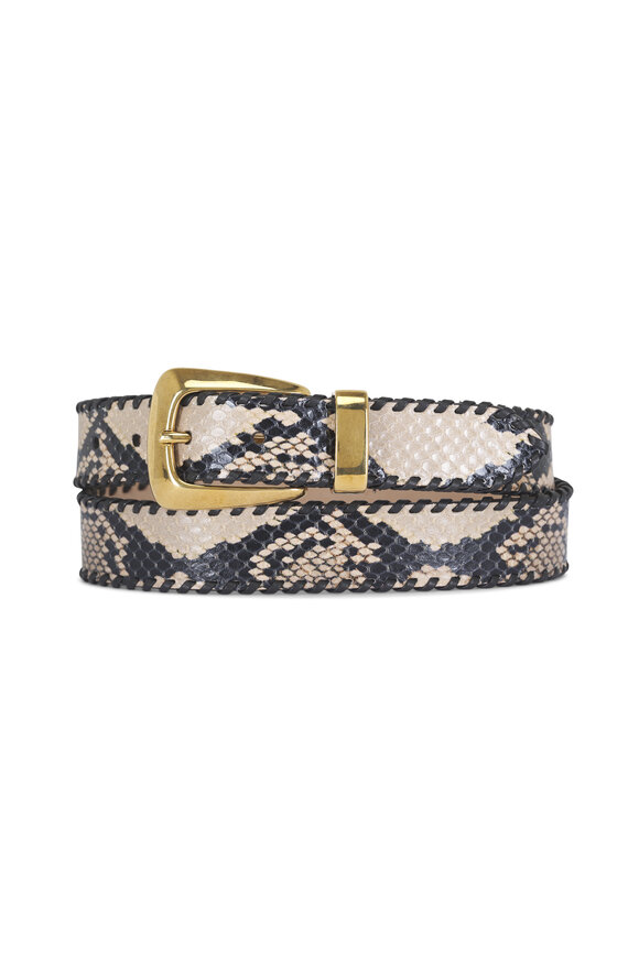 Khaite Benny Natural Whipstitch Embossed Leather Belt - view 1