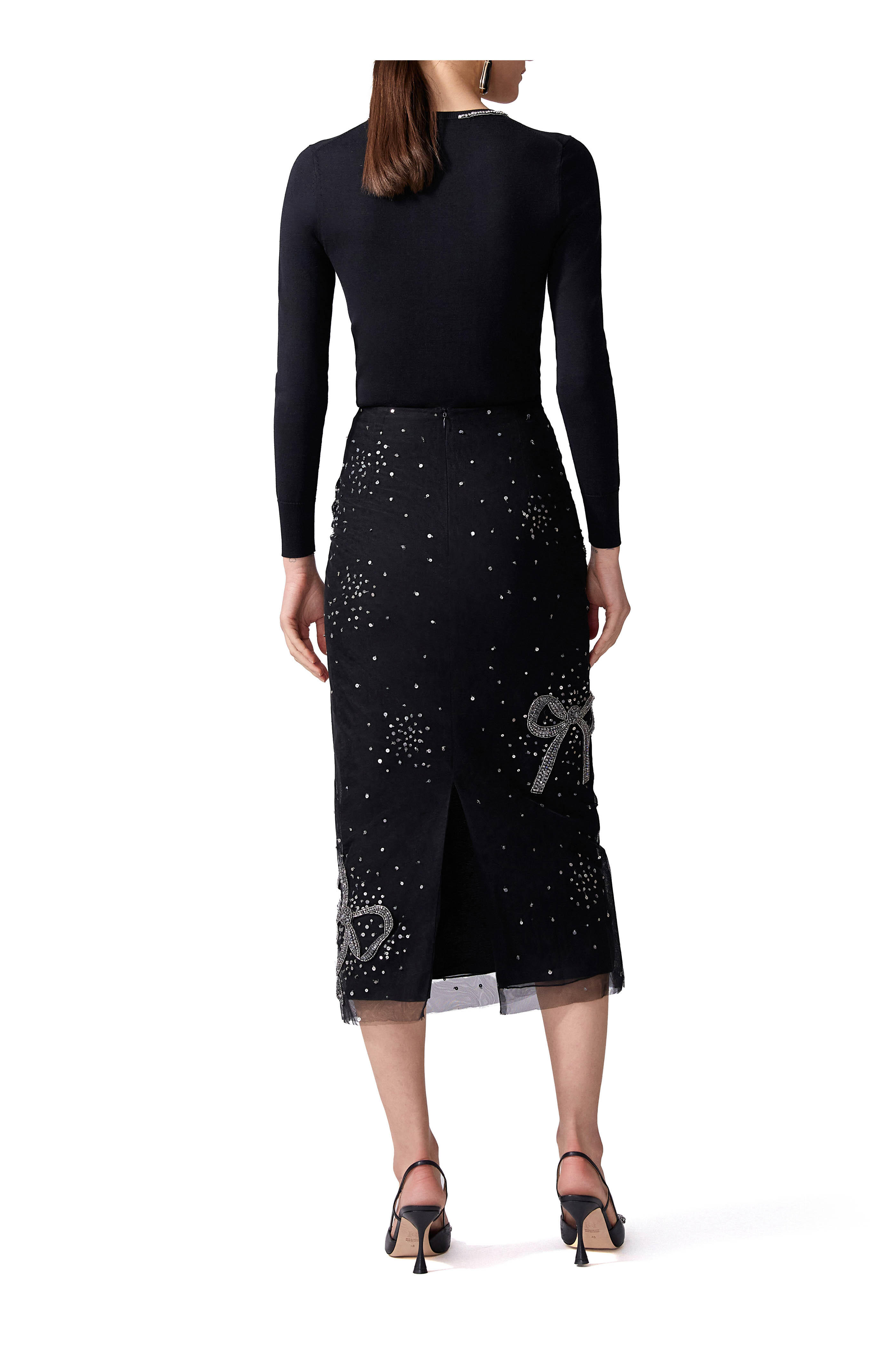 Carolina Herrera - Black Bow Embellished Collar Sweater