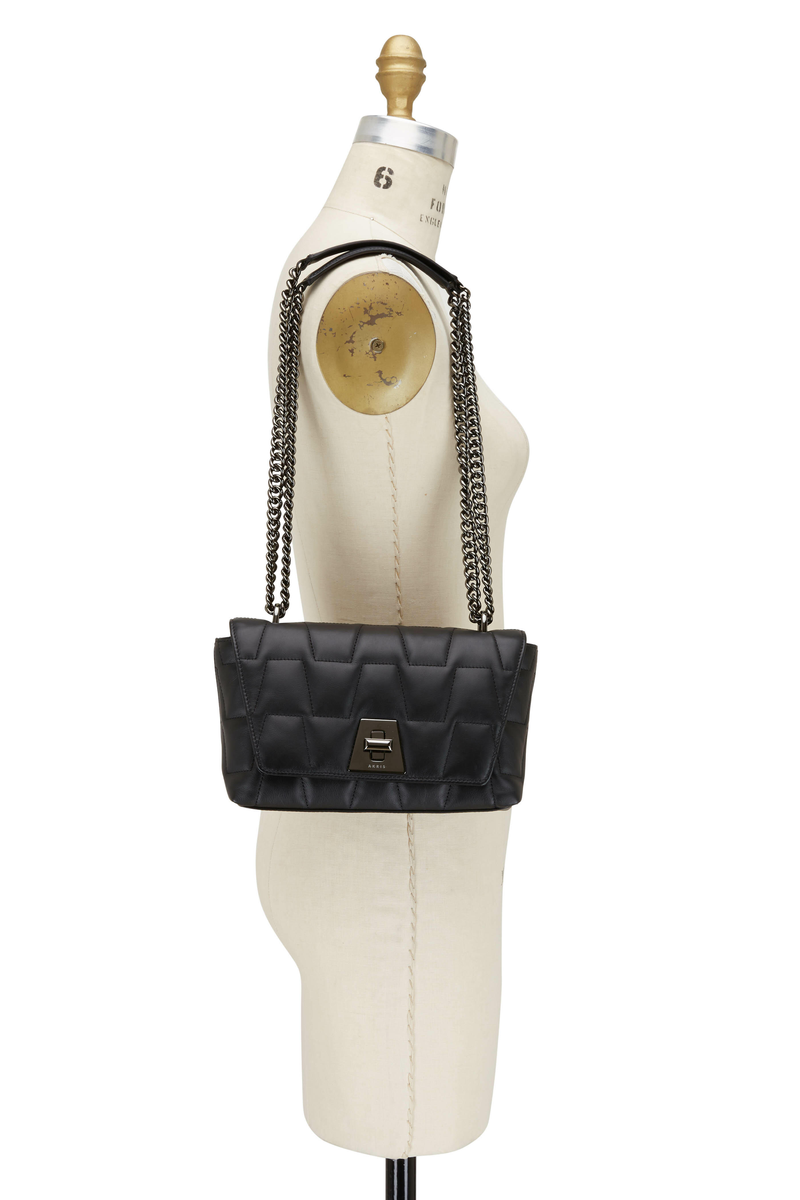 Akris - Anouk Black Leather Quilted Trapezoid Crossbody