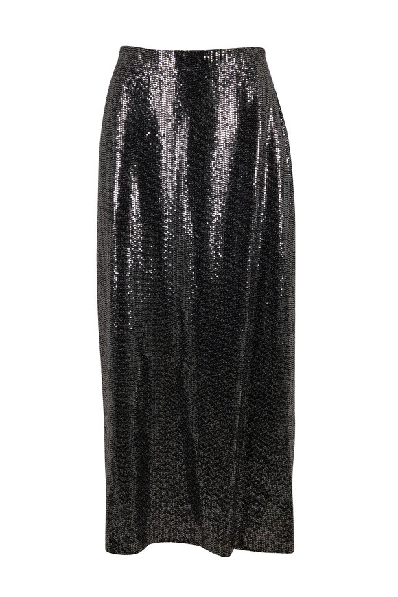 Rosetta Getty - Black & Silver Paillette Pull On Skirt 