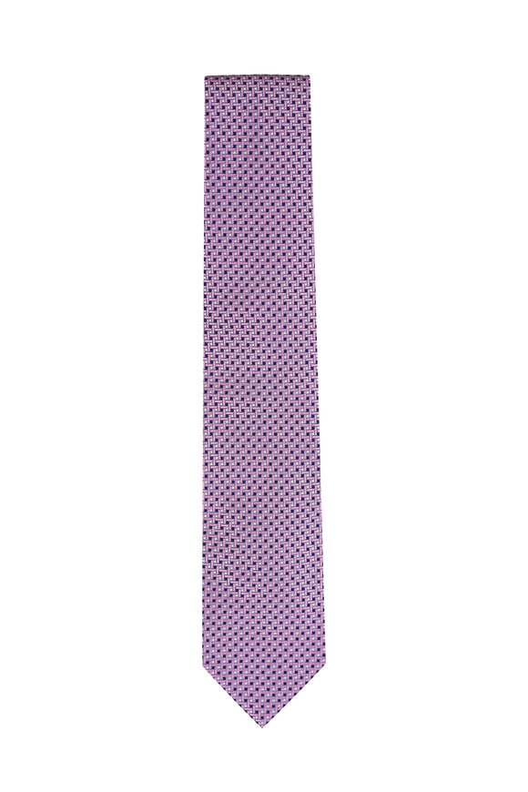 Brioni Rose Micro Motif Jacquard Silk Necktie