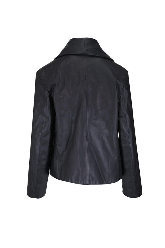 Totême Black Scarf Leather Jacket - view 4