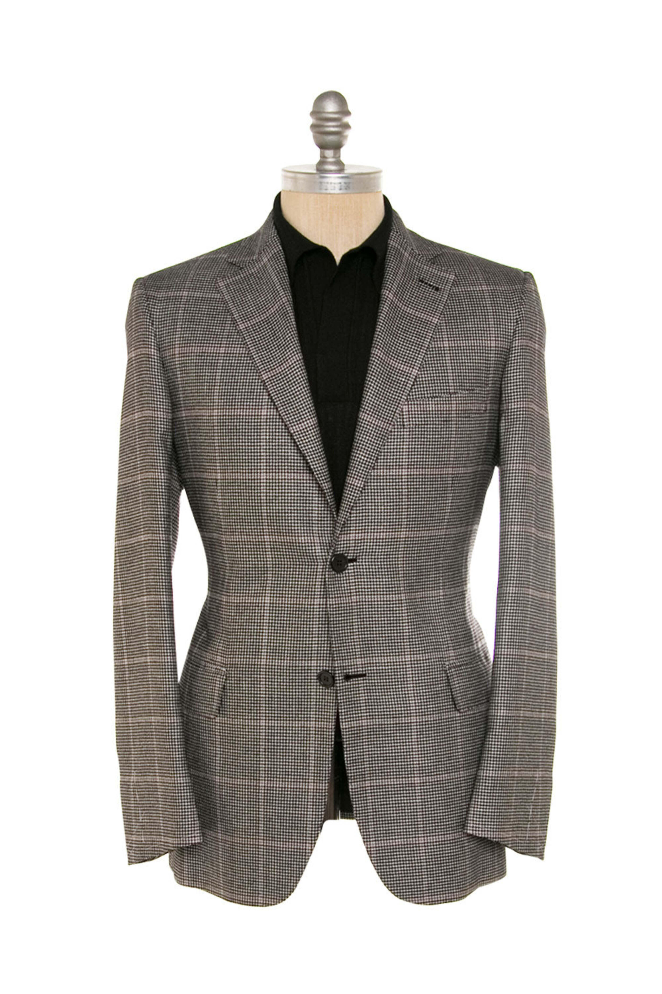Brioni - Black and White with Rose Houndstooth Sportcoat