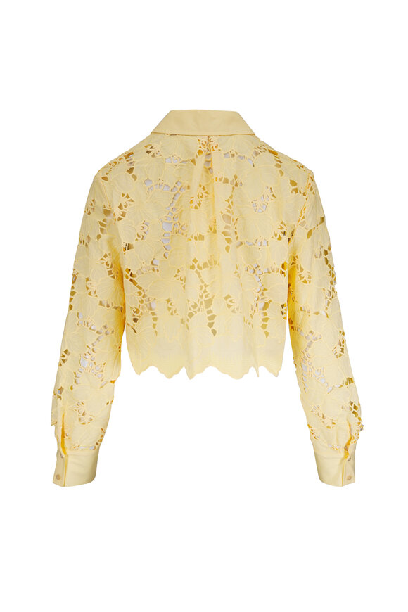 L'Agence - Seychelle Lemon Sorbet Cropped Eyelet Blouse